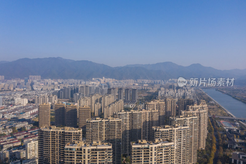 浙江丽水城区风光航拍全景