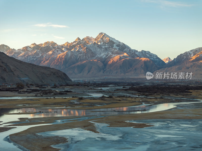 新疆喀什塔县帕米尔高原塔合曼湿地河道航拍