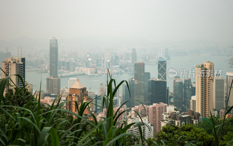 香港太平山顶俯看维多利亚港