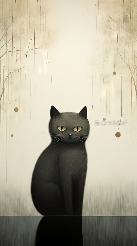 正面对着前方的卡通猫咪插图