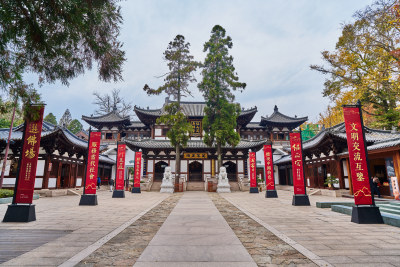 航拍杭州径山寺