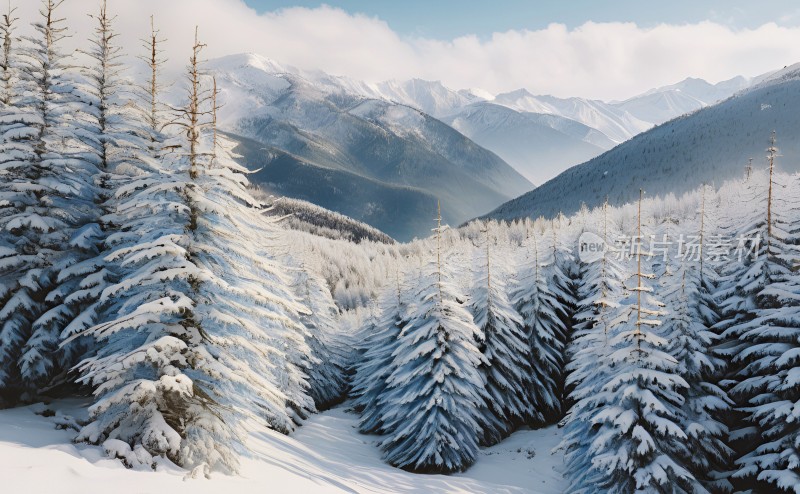 冬季森林白雪覆盖风景