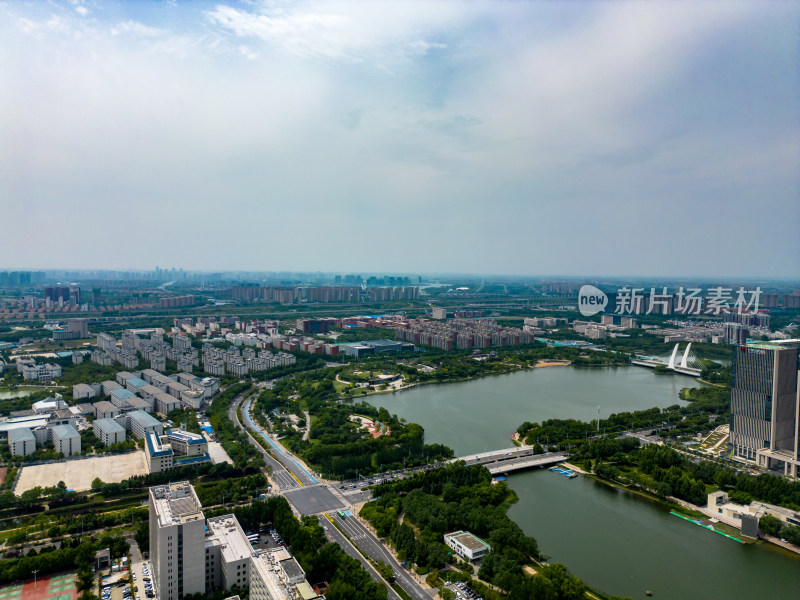 河南郑州城市风光龙子湖金融中心航拍摄影图