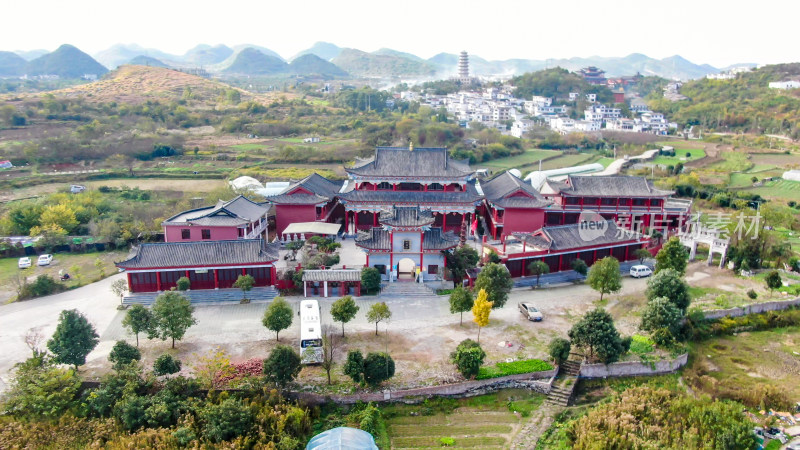 航拍贵阳观音禅寺