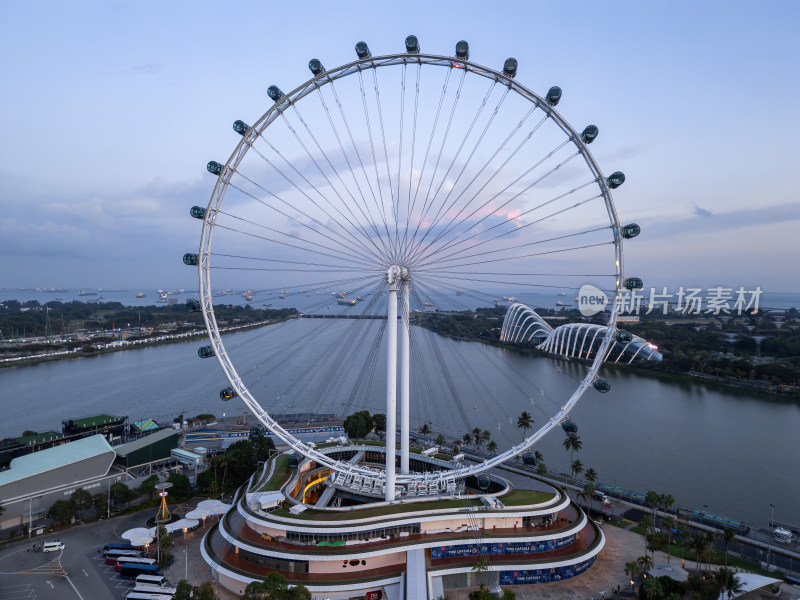 新加坡滨海湾金沙海滨奥林匹克蓝调夜景航拍