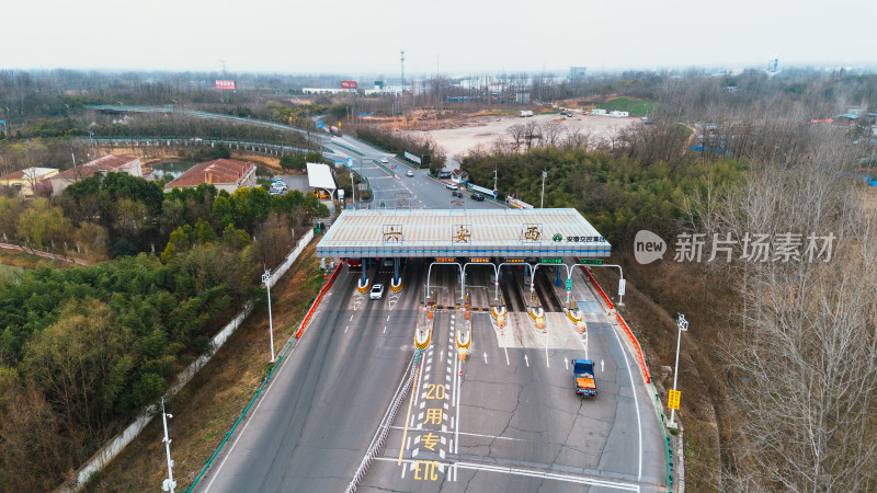 安徽六安西高速入口公路立交桥航拍全景