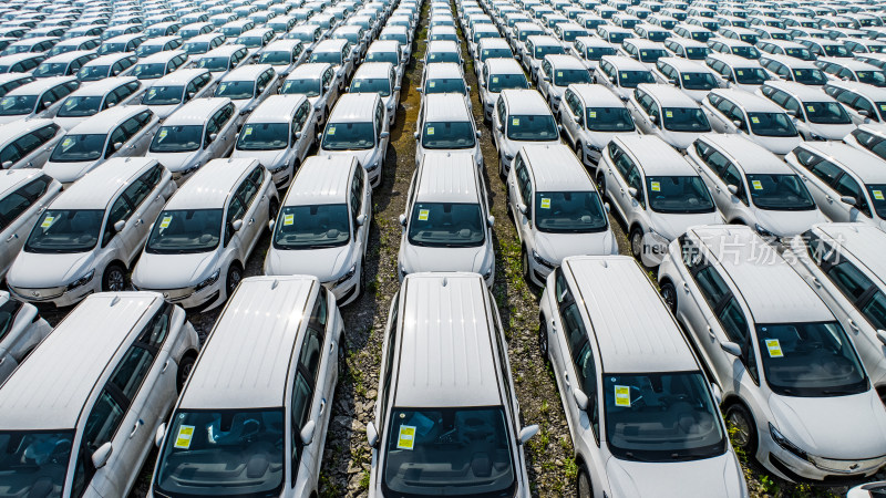 新能源汽车整齐排列