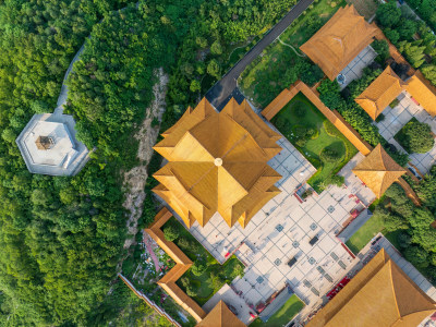 夏季白天航拍江苏徐州宝莲寺全景