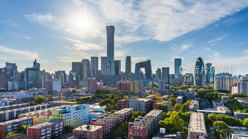 北京城市风光高楼与居民楼全景