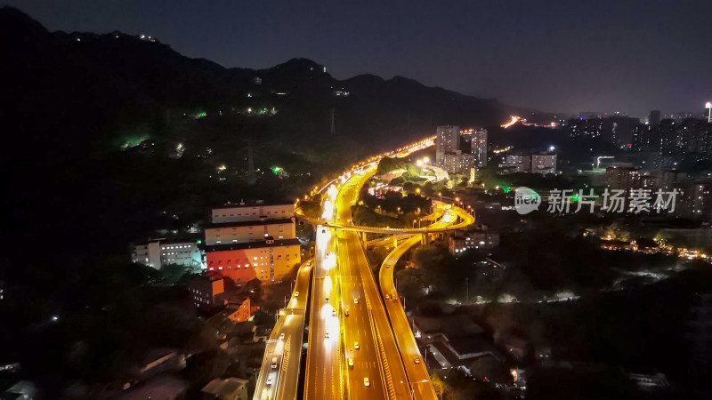 重庆内环快速路夜景交通航拍图