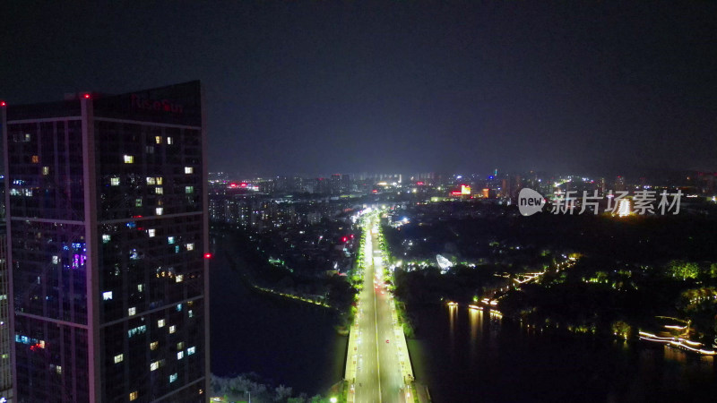 航拍安徽蚌埠大景蚌埠夜景