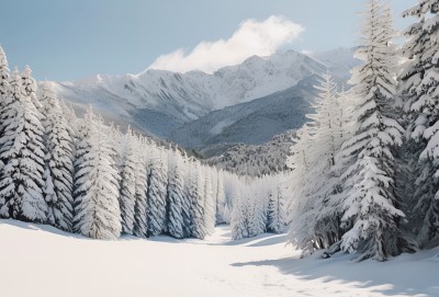 冬季森林白雪覆盖风景