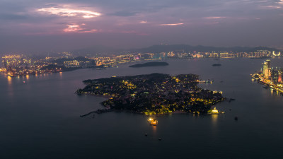 福建厦门城市夜景航拍