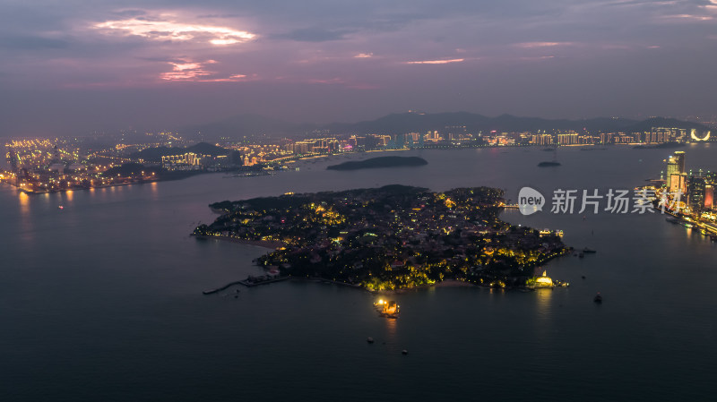 福建厦门城市夜景航拍