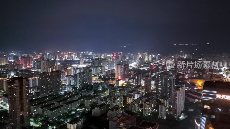 莆田城市大景夜景灯光航拍图