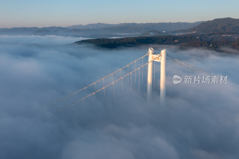 龙江大桥云雾缭绕的壮观景象