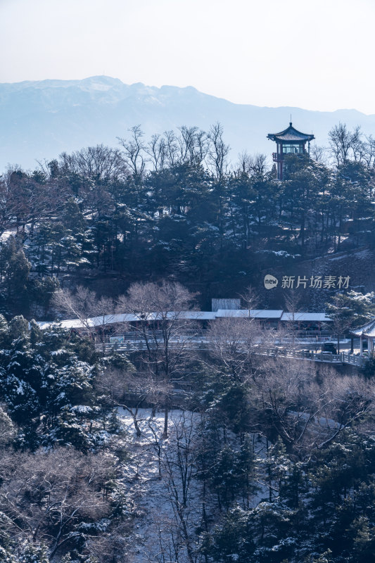 山东泰安泰山风景区雪景自然景观