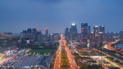 航拍四川成都天府大道夜景摄影图