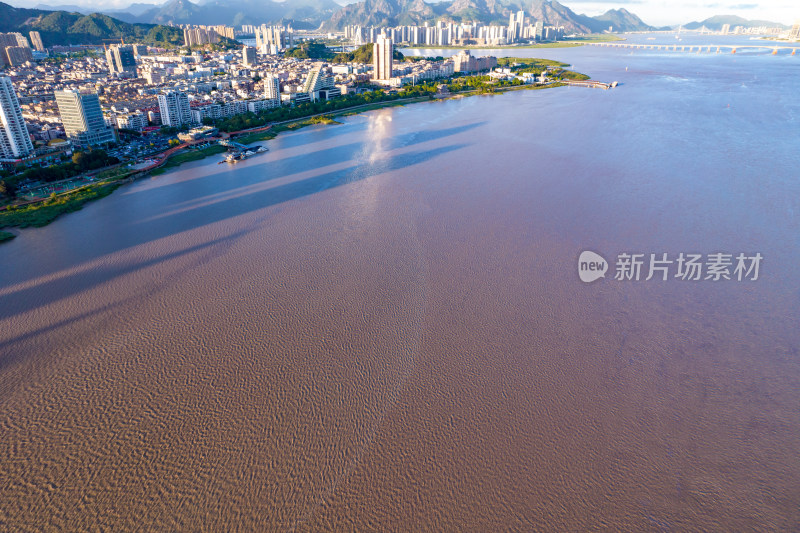 浙江温州瓯江江心屿航拍摄影图