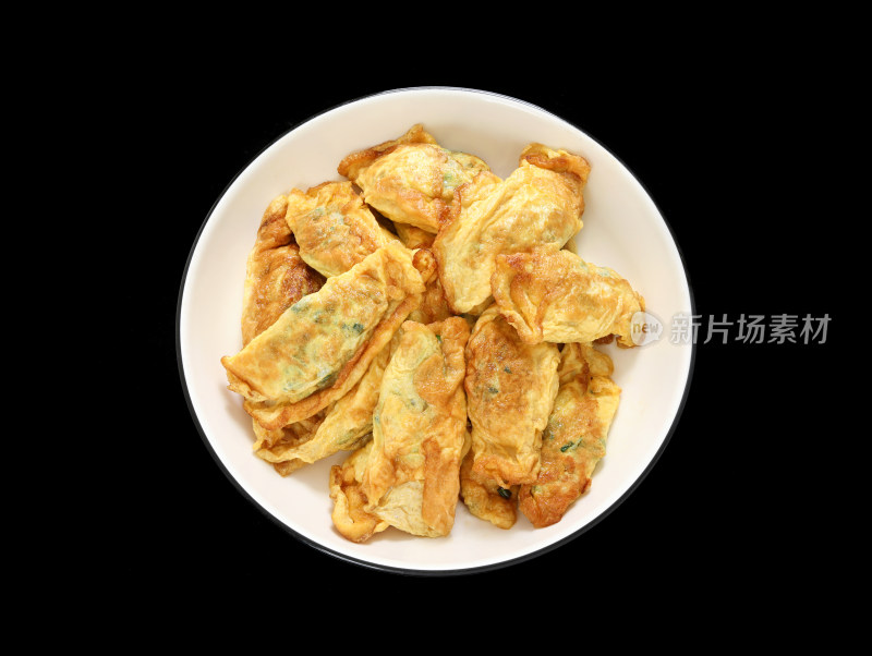 一盘子中餐美食家常菜酿鸡蛋黄金蛋饺