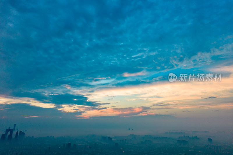 苏州城市清晨日出彩霞航拍摄影图