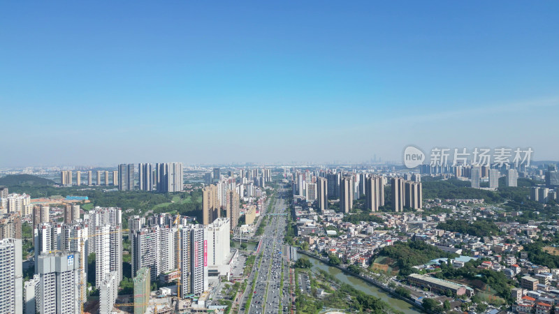 航拍江门大景江门城市建设