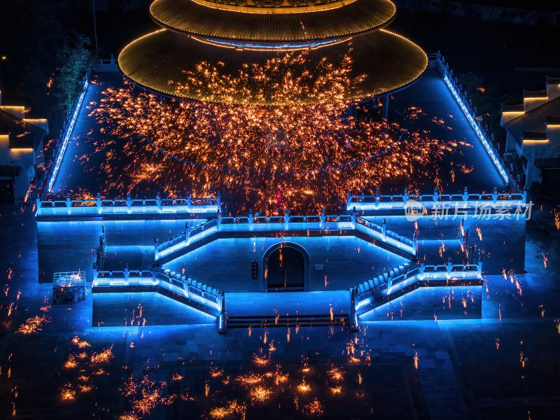 江西上饶网红景点婺女洲日落夜景航拍