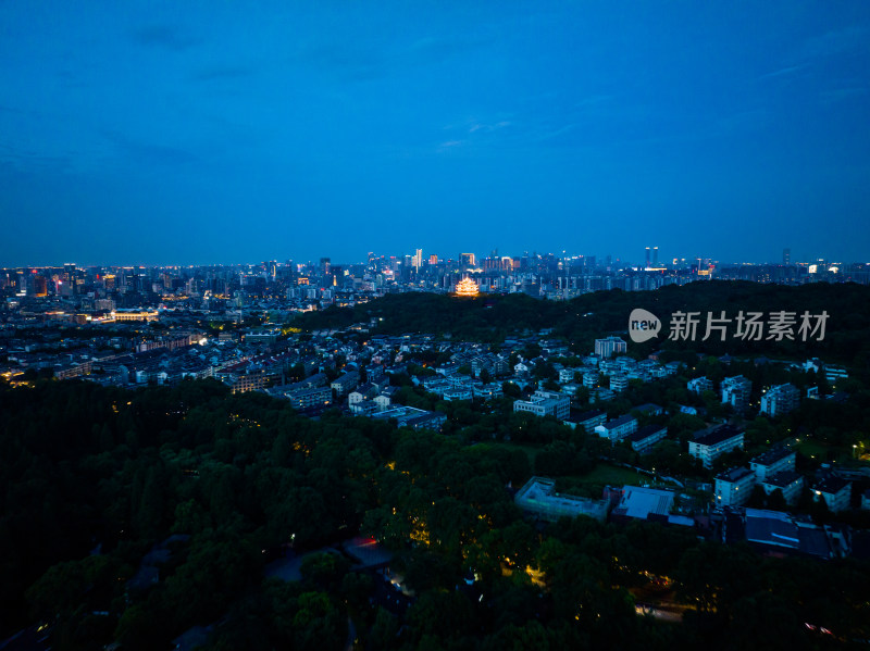 中国杭州西湖城隍阁夜景