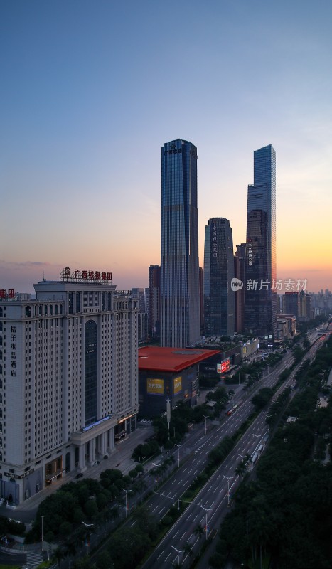 广西南宁东盟商务区城市风光建筑夜景