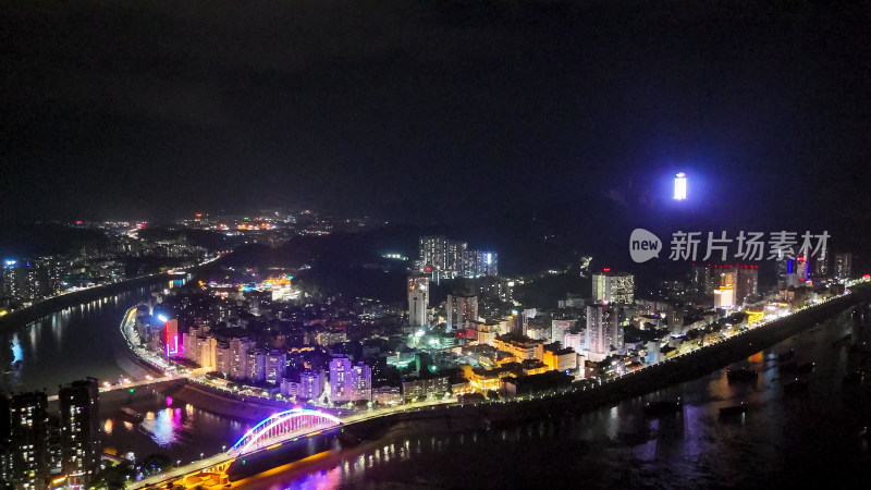 梧州城市夜景灯光航拍图