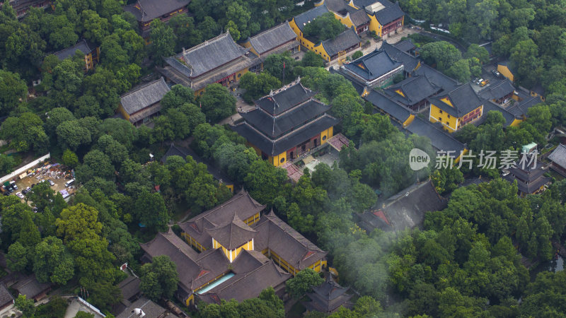 杭州西湖景区灵隐寺晨曦航拍