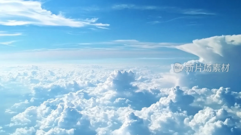 蓝天白云空中大气层上面平流层积云美丽云景