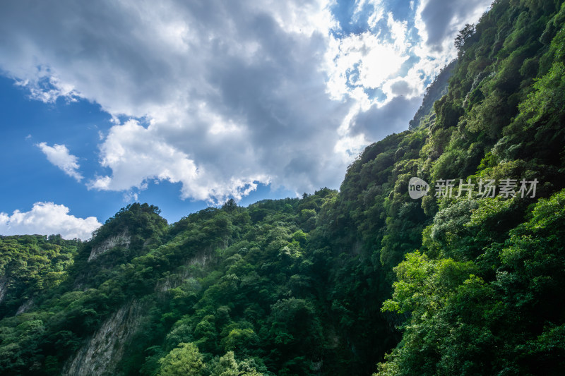 葱茏山崖与云天