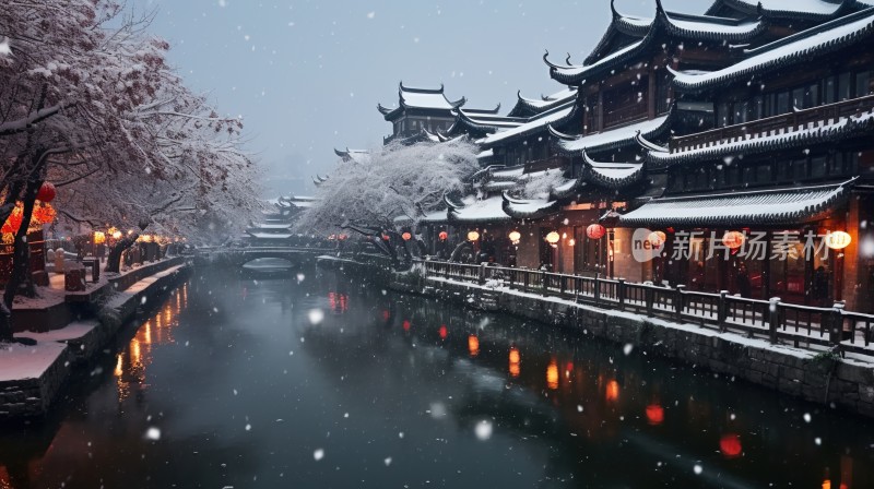 冬季唯美雪景海报背景配图高清摄影图