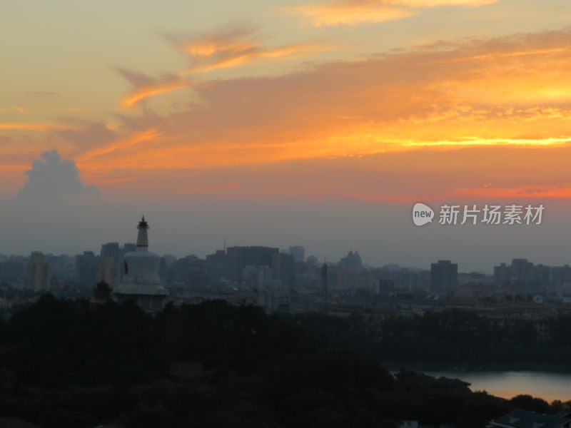 北京景山公园日落风景