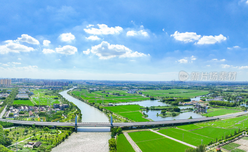 航拍江苏省苏州市田园乡村风光大景