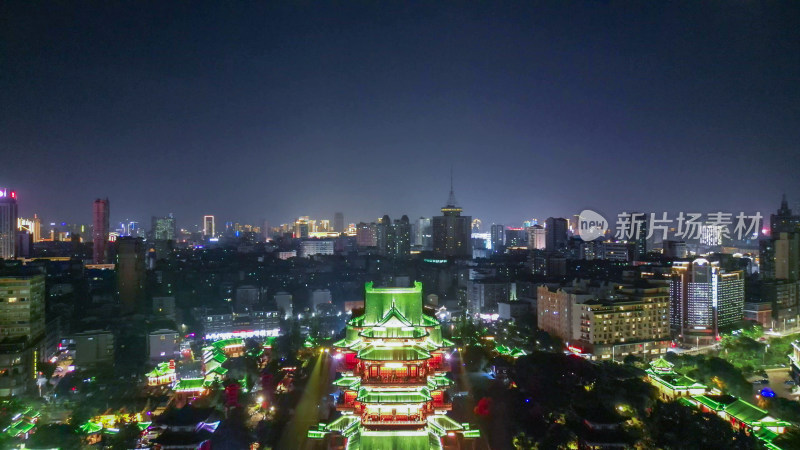 航拍江西南昌滕王阁景区夜景