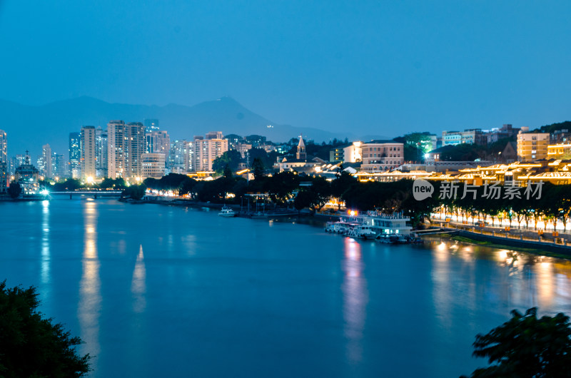 福州市烟台山城市天际线夜景