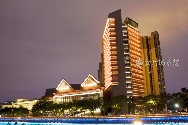 城市建筑夜景川大博物馆