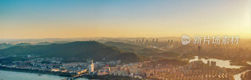 长沙日落河西岳麓区城市全景