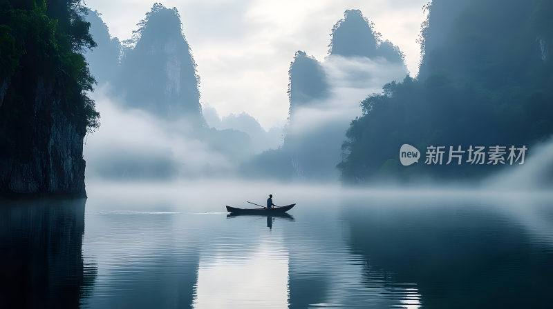 绿色青山湖泊风景