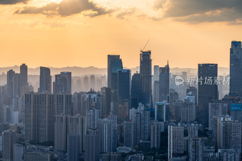 重庆城市天际线日落风景