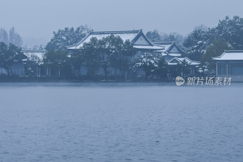 杭州西湖冬天江南雪景