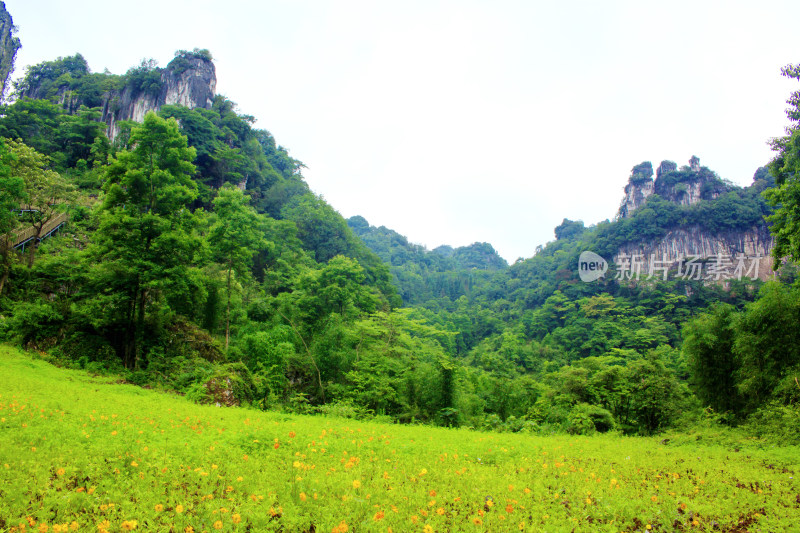 山峰云雾喀斯特风景自然户外