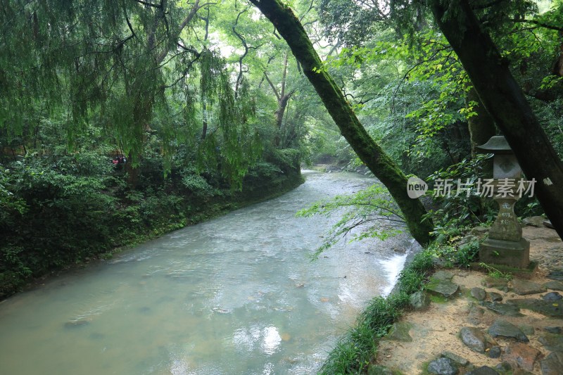 天台国清寺外小溪流水潺潺