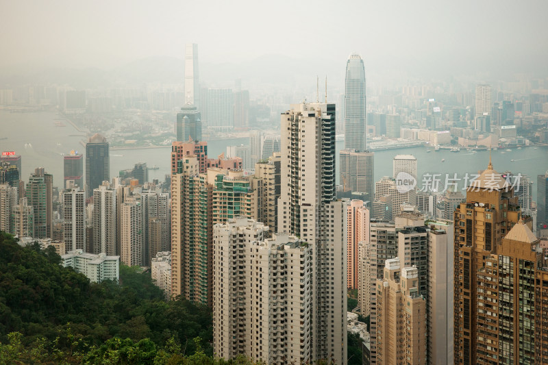 香港太平山顶俯看维多利亚港