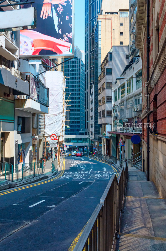 香港中环CBD城市高楼建筑与街道街区道路