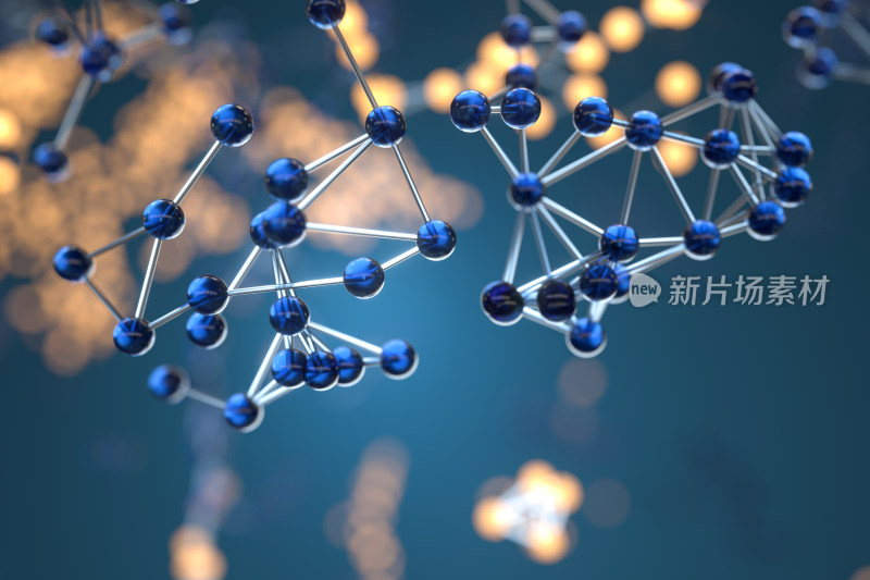 连接的网状线条与粒子 3D渲染