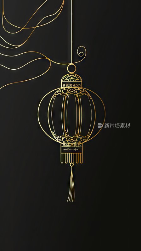 金箔线稿中国风灯笼背景素材