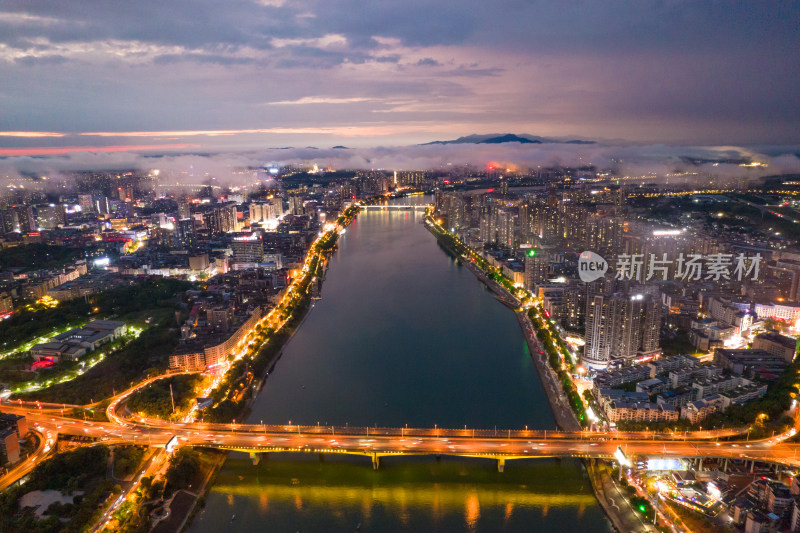 衡阳城市夜景航拍风光